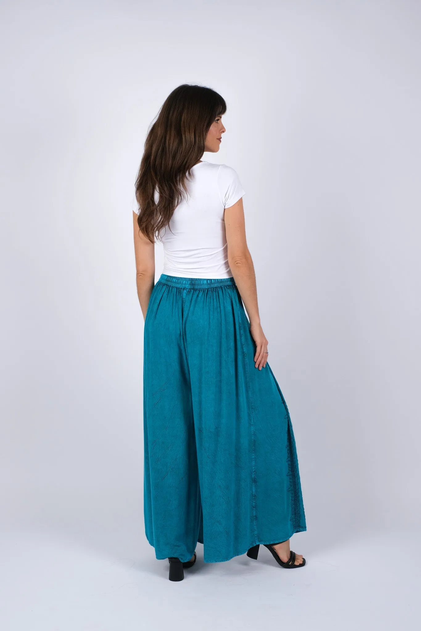 225006 Blue Embroided Hippie Pants