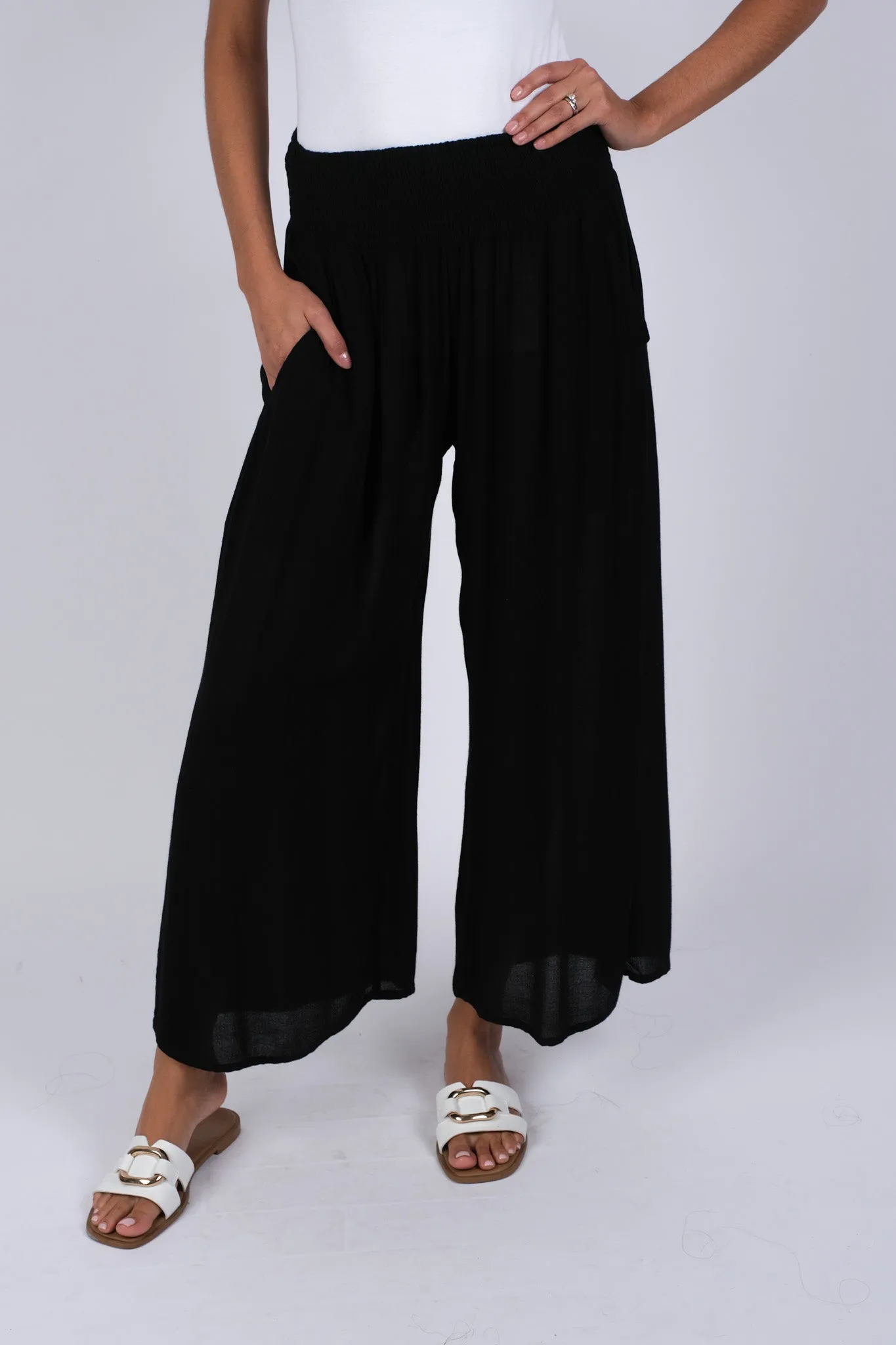 225308 Black Comfy Palazzo Pants