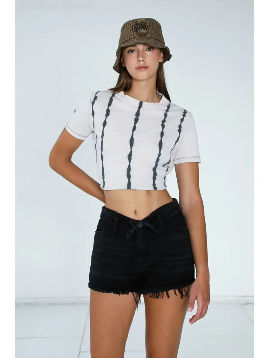 Black Frayed Flip Shorts