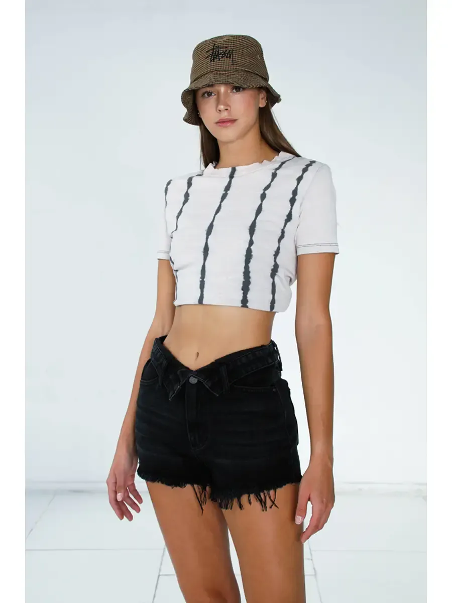 Black Frayed Flip Shorts