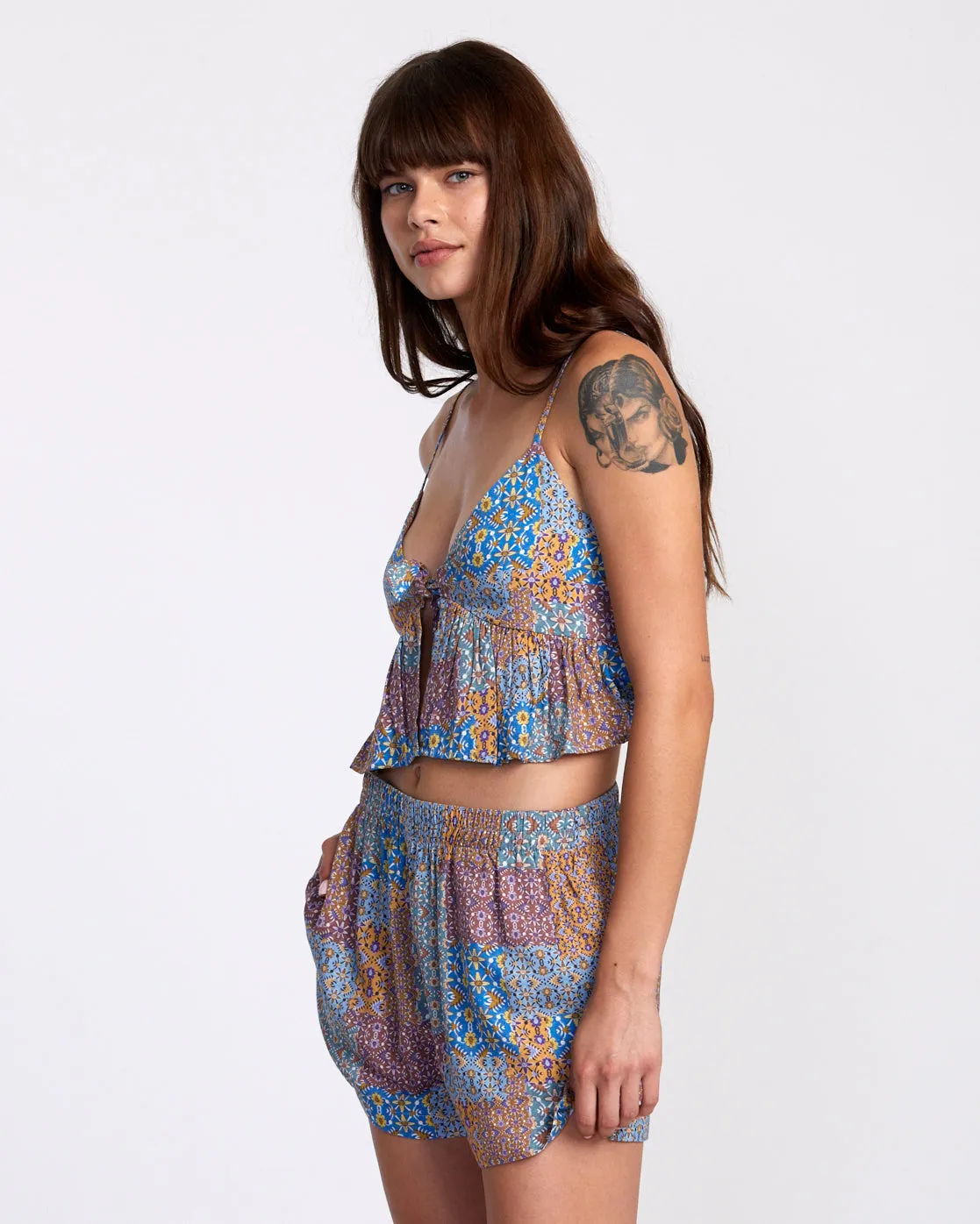 Bridgette Peplum Crop Top - Federal Blue