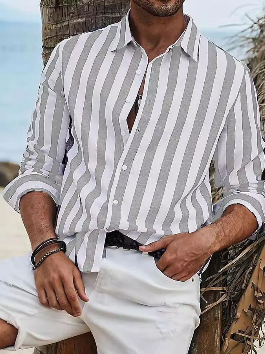 Casual Striped Button-Up Shirt