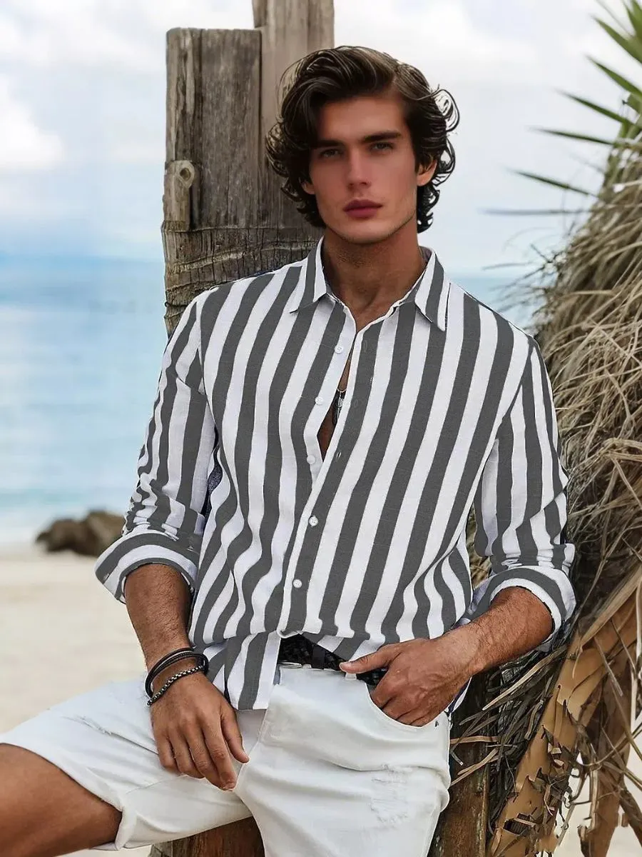 Casual Striped Button-Up Shirt