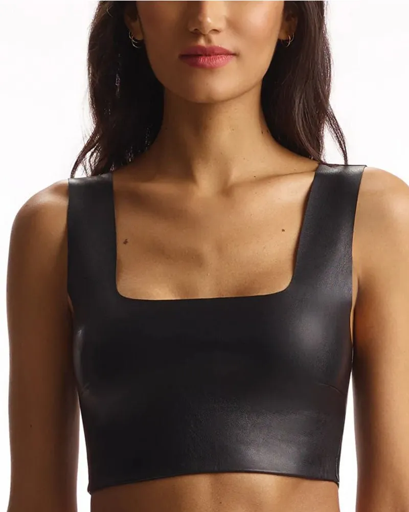 Commando Faux Leather Squareneck Crop Top