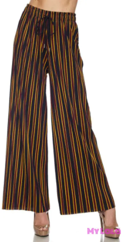 Curvy Pleated Palazzo Wide Leg Pants (Black/Burgundy/Mustard)