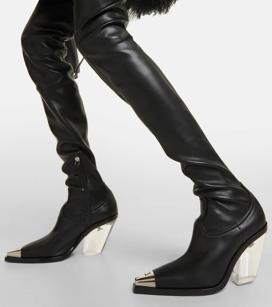 David Koma Faux leather over-the-knee boots