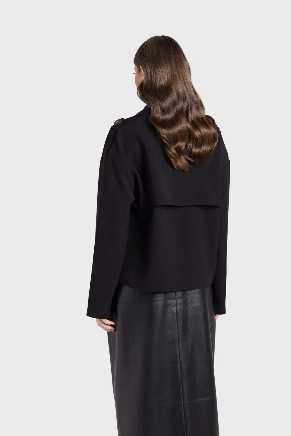 Dropped Shoulder Cropped Trench