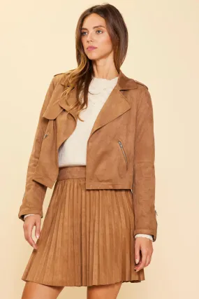 Faux Suede Motto Jacket