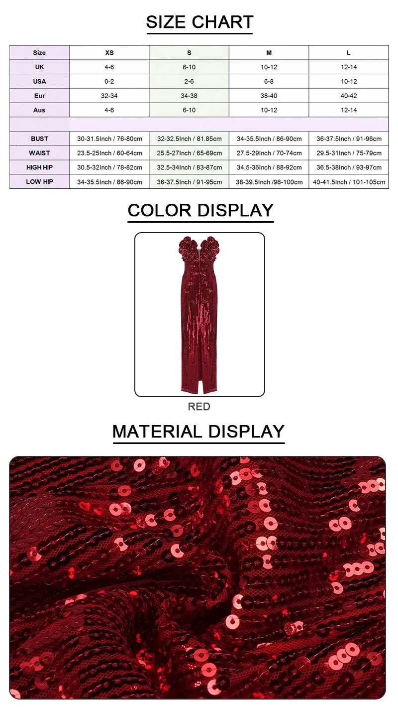 Floral Sequins Maxi Dress