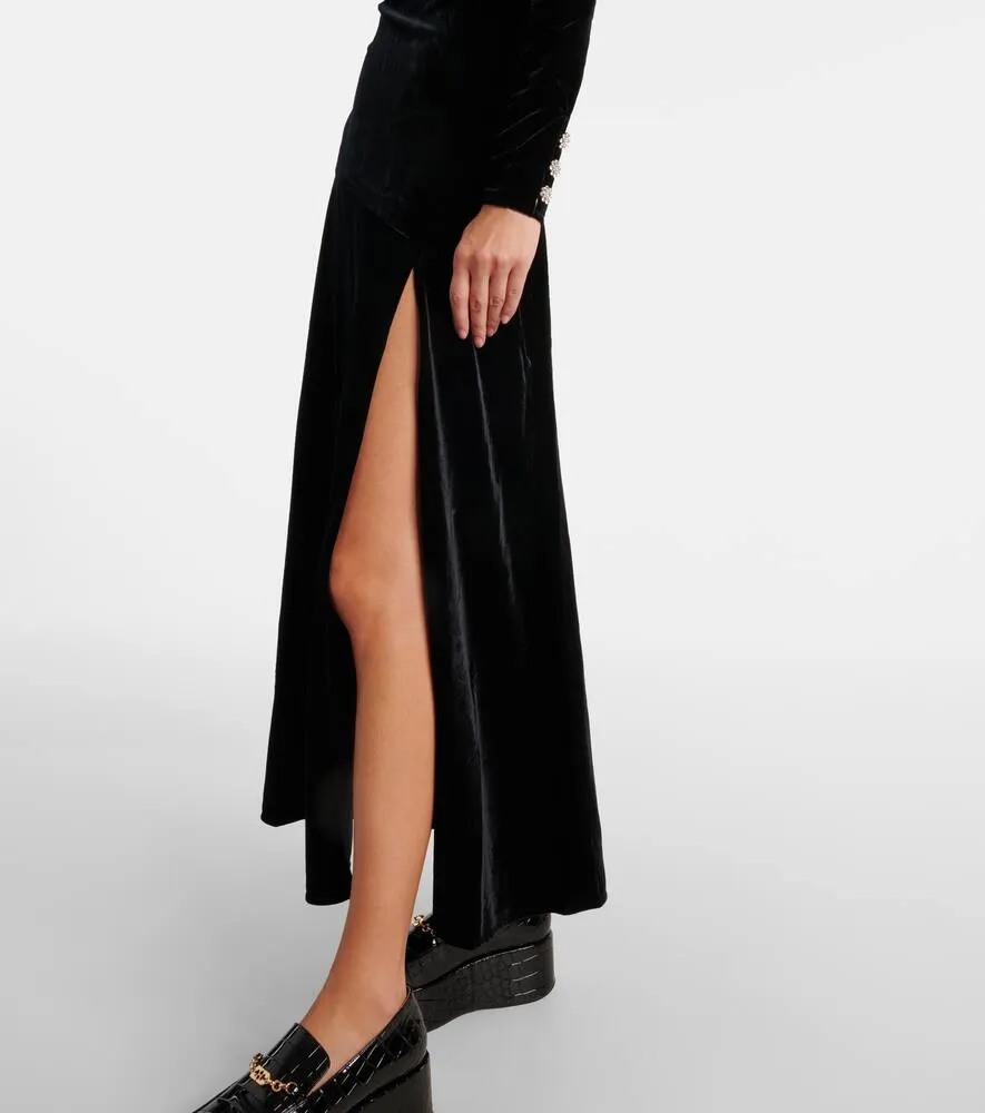 Ganni Cutout velvet midi dress