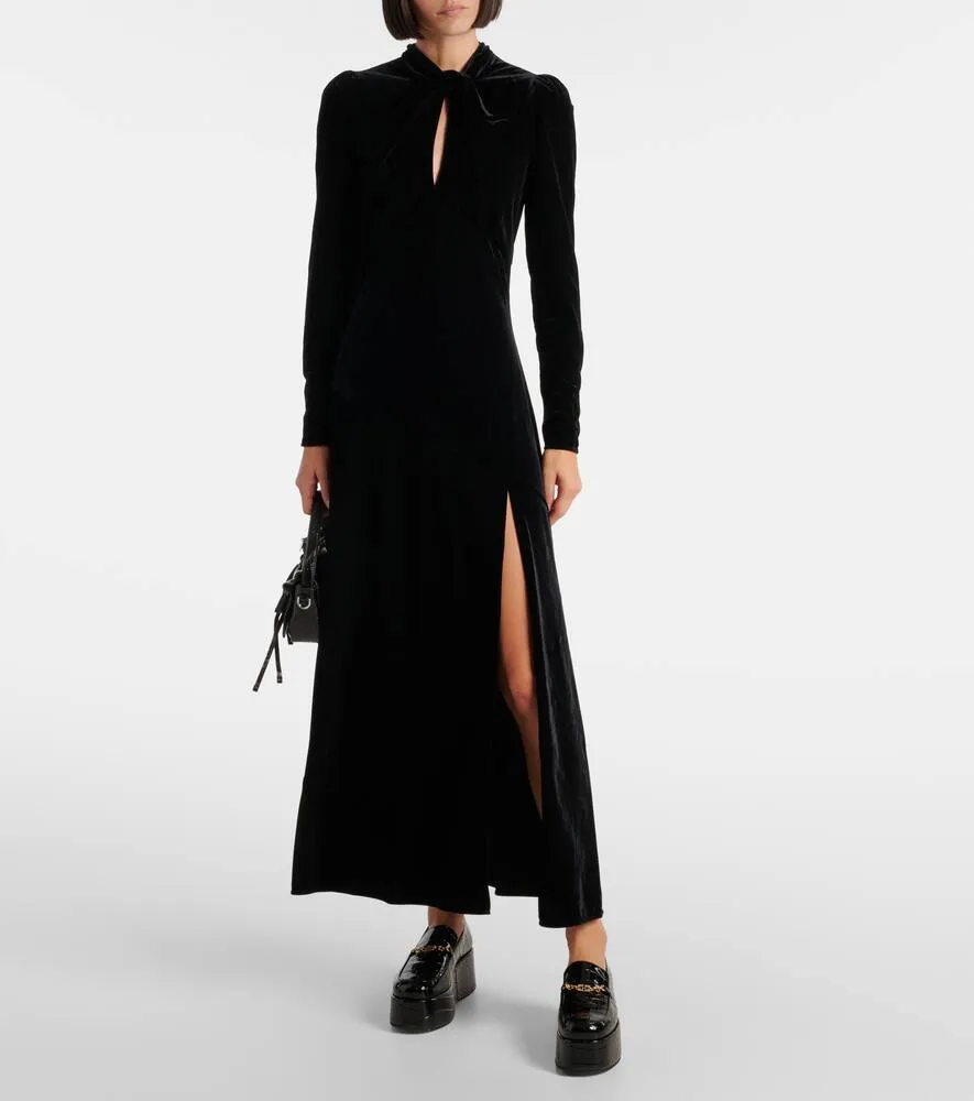 Ganni Cutout velvet midi dress