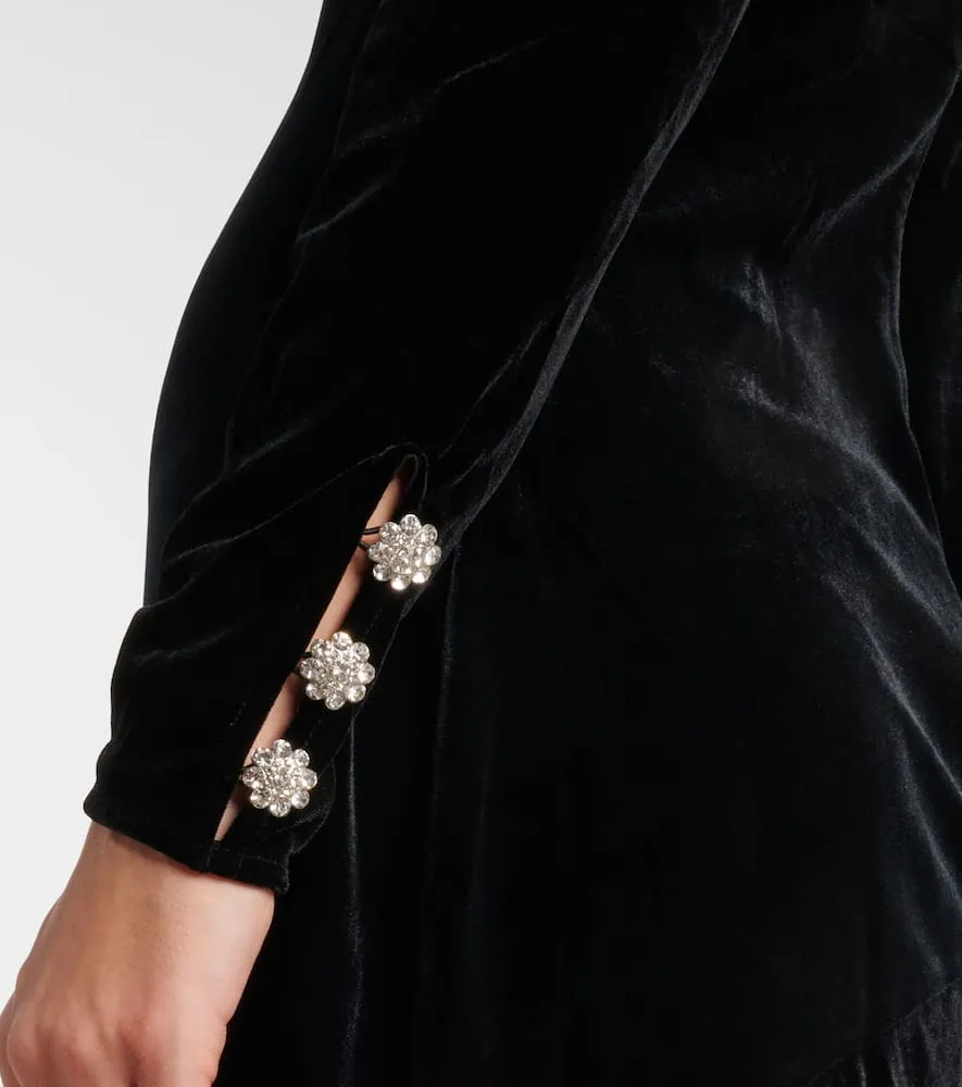 Ganni Cutout velvet midi dress