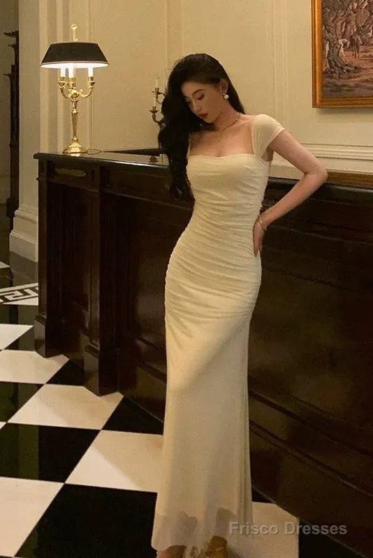 Gorgeous Sheath Square Neckline Ivory Date Night Dress Prom Dresses Party Dress Birthday Outfits
