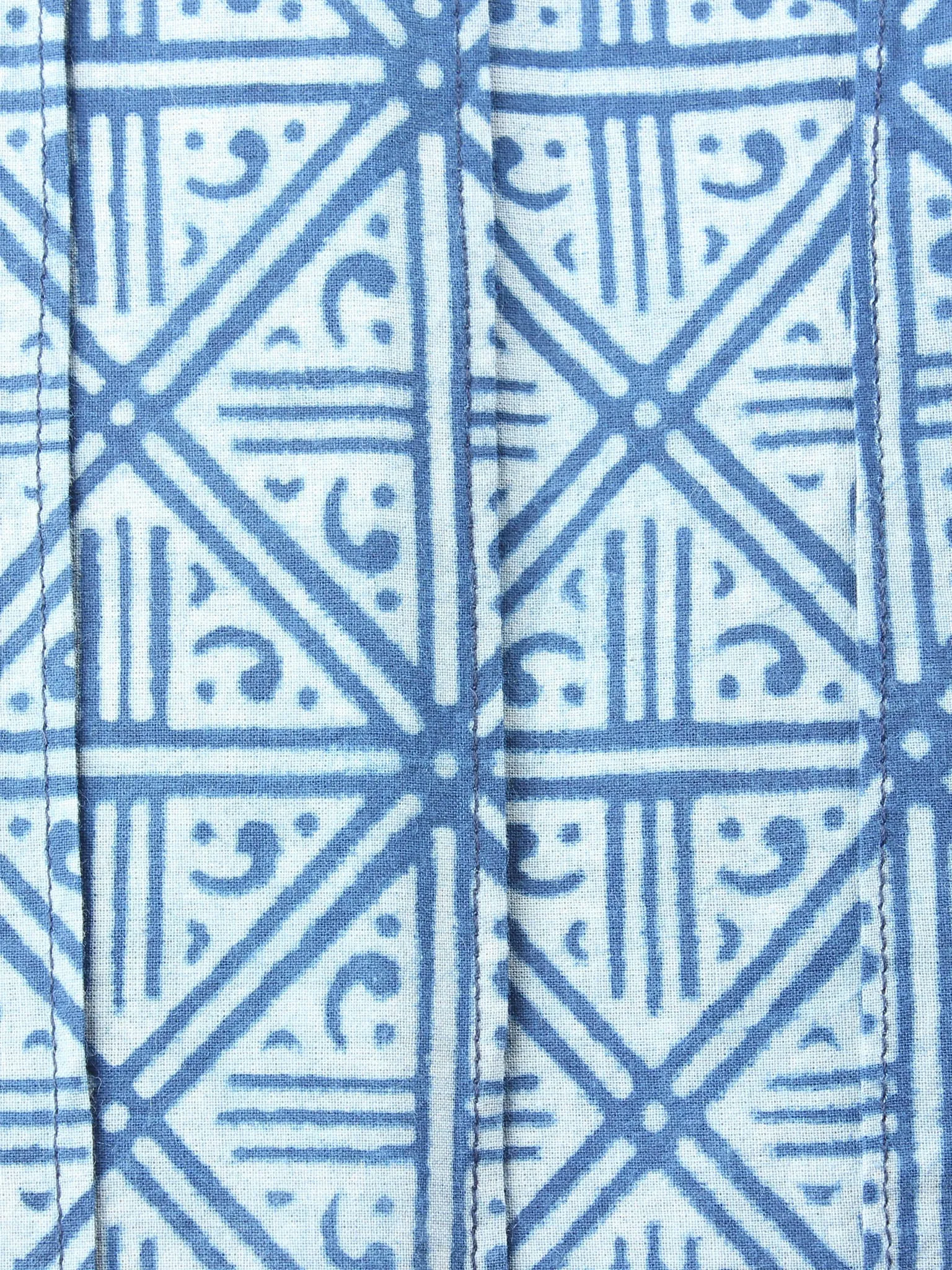 Indigo Hand Block Printed Elasticated Waist Pleated Cotton Palazzo - P1117017