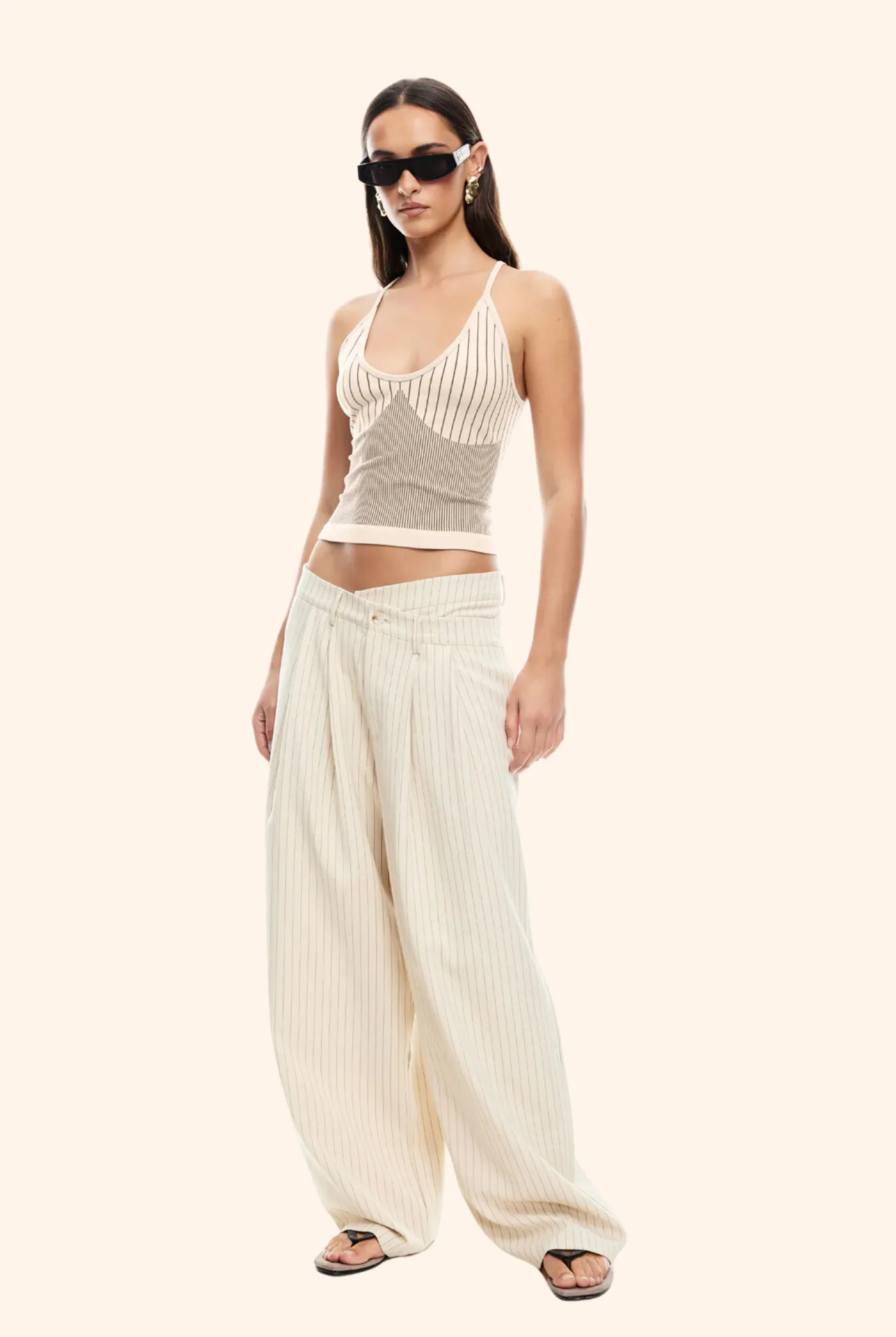 LA Mesa Pant Cream Pinstripe