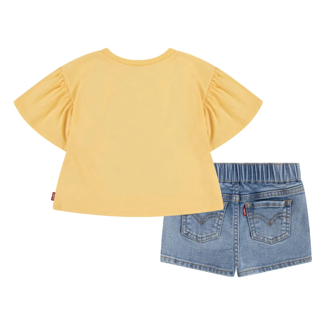 Levi's Girls Flutter Sleeve Tee & Shorts Set (Toddlers)