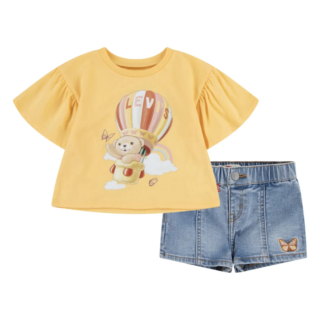 Levi's Girls Flutter Sleeve Tee & Shorts Set (Toddlers)