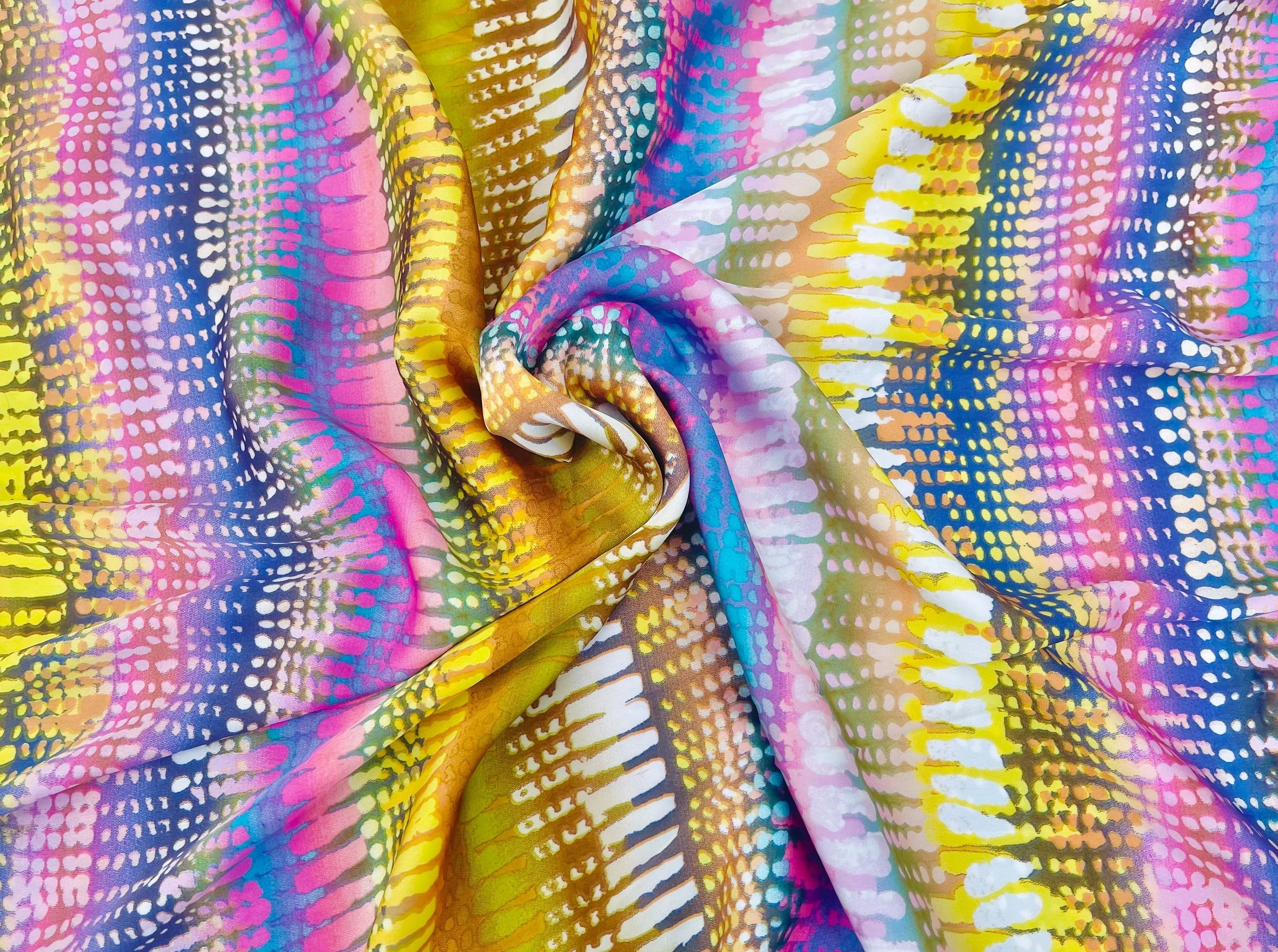 Lightweight  satin  fabric by the yard - Lavender yellow striped print