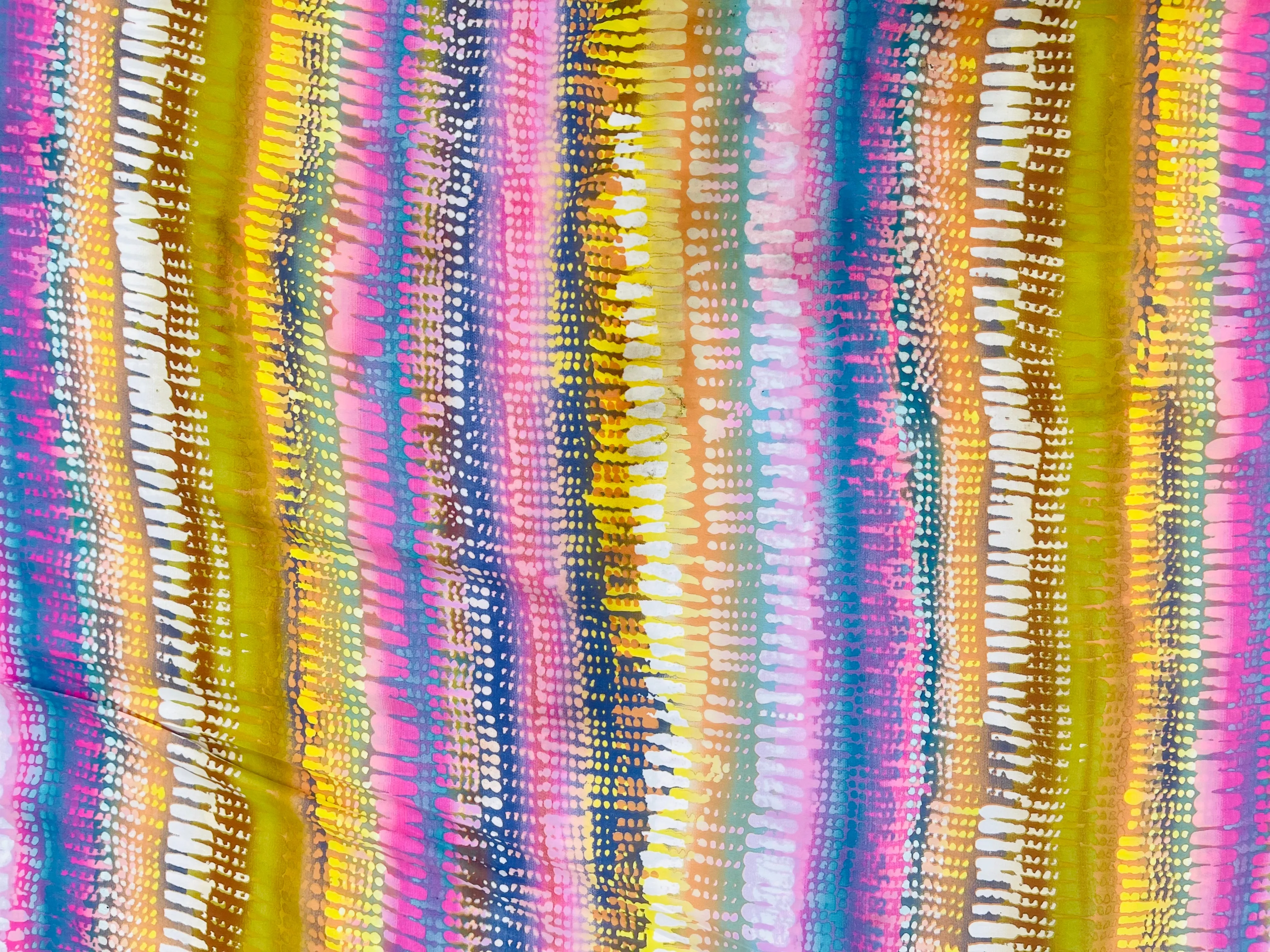 Lightweight  satin  fabric by the yard - Lavender yellow striped print