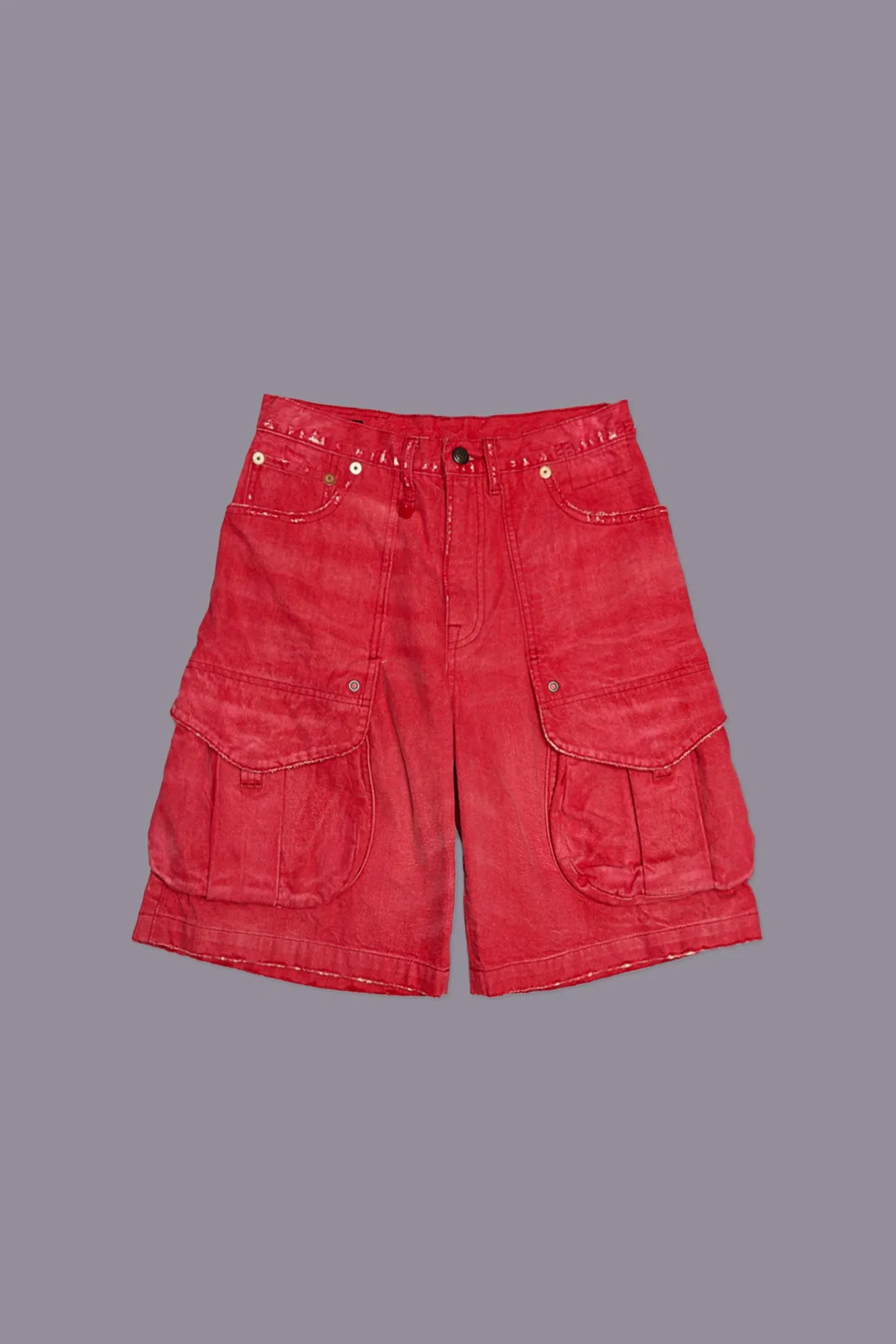 MULTI POCKET BAGGY SHORT - VIVID RED