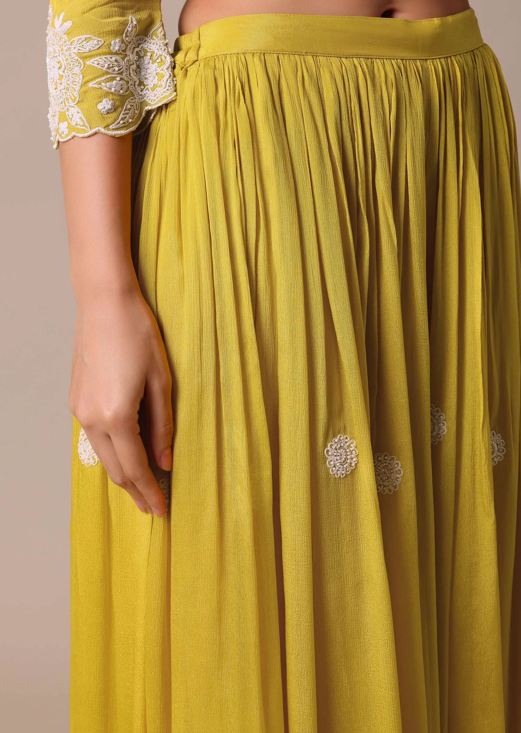 Mustard Yellow Chiffon Kurta Palazzo Set