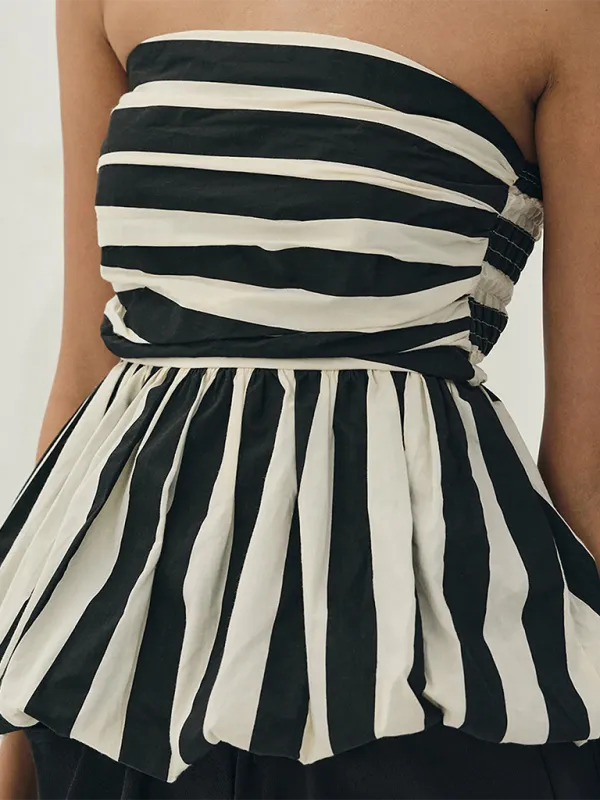 On-Trend Striped Bandeau Peplum Top