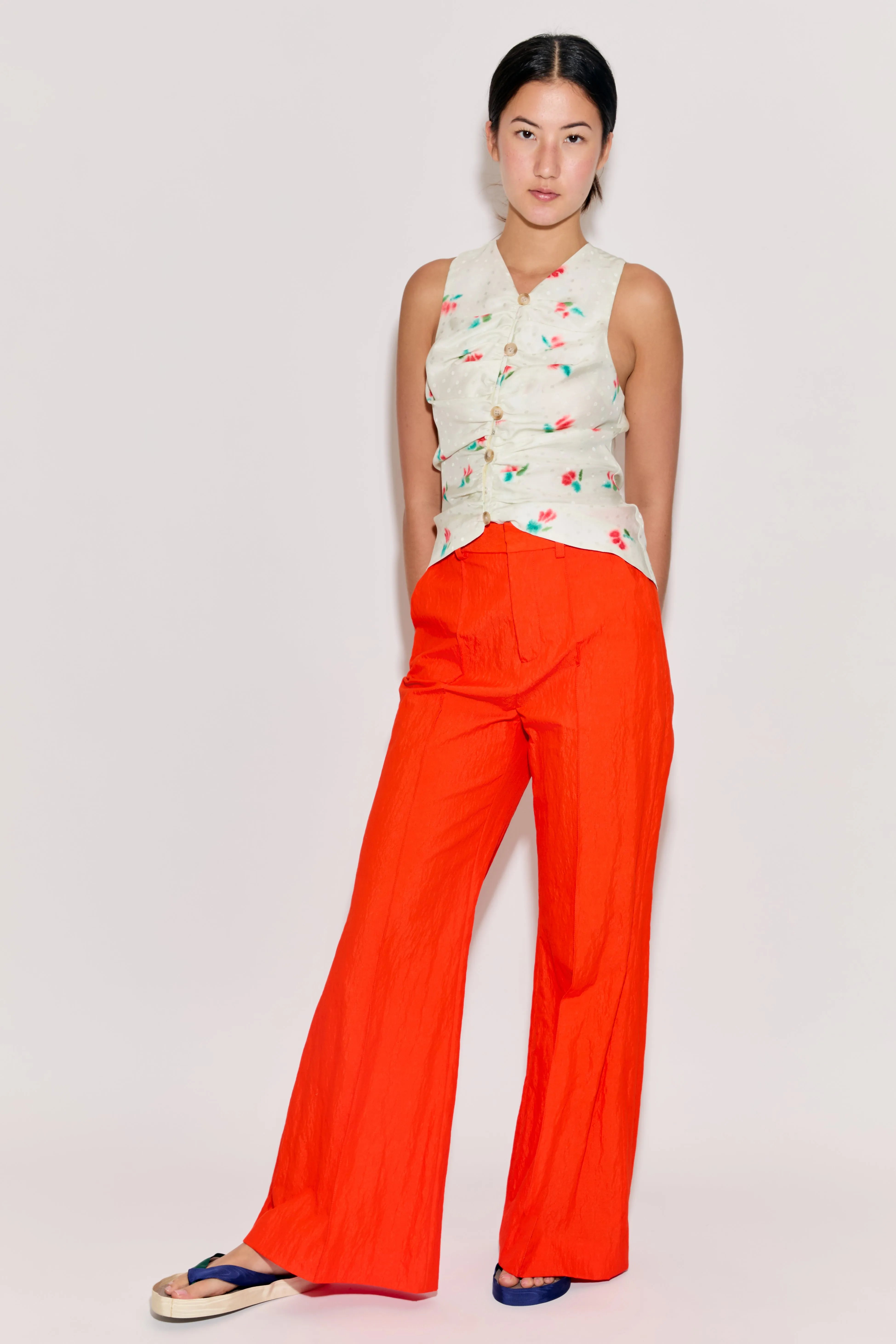 Paneled And Piped Flare Pant