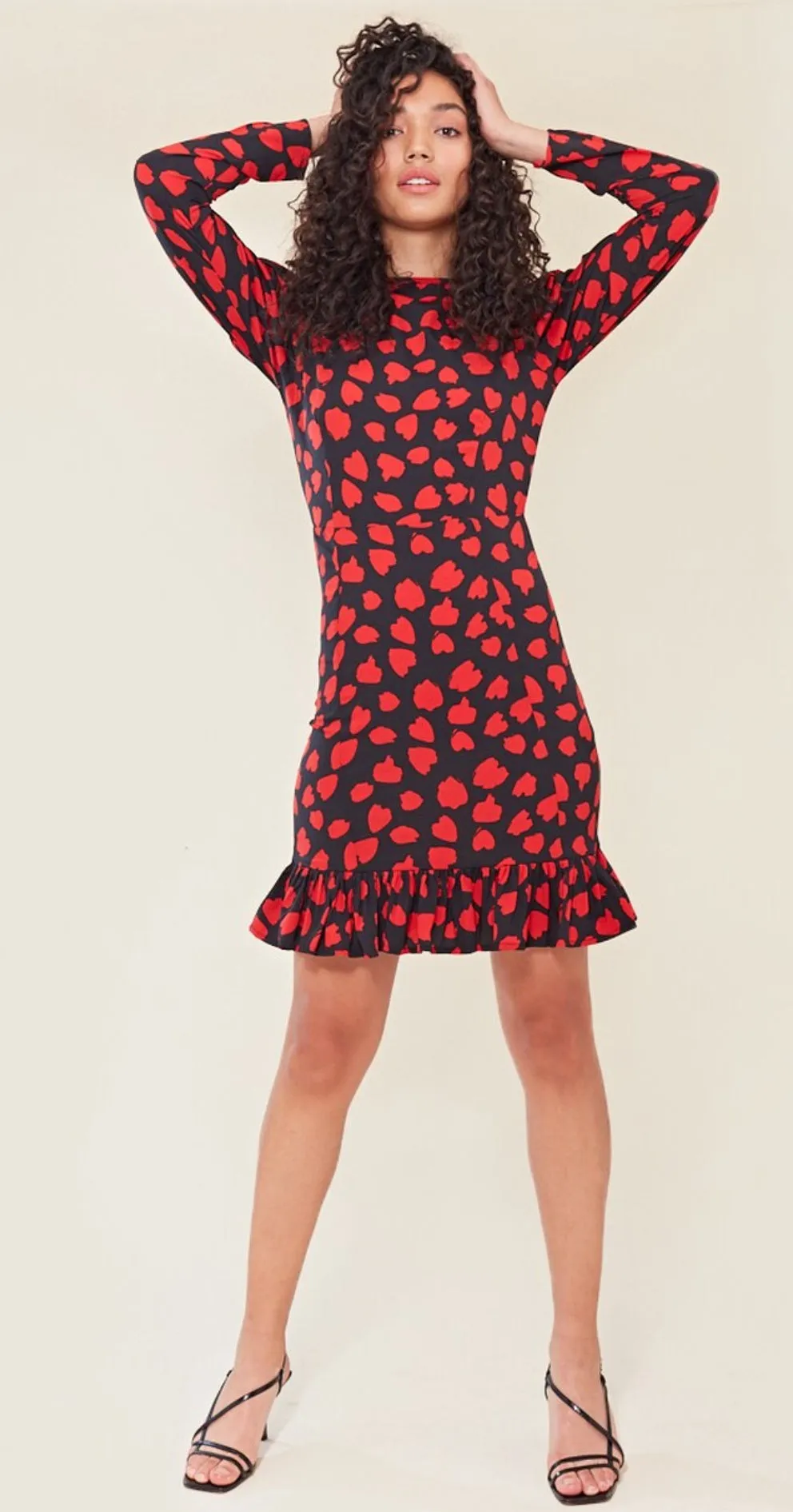 Red Abstract Heart Short Dress