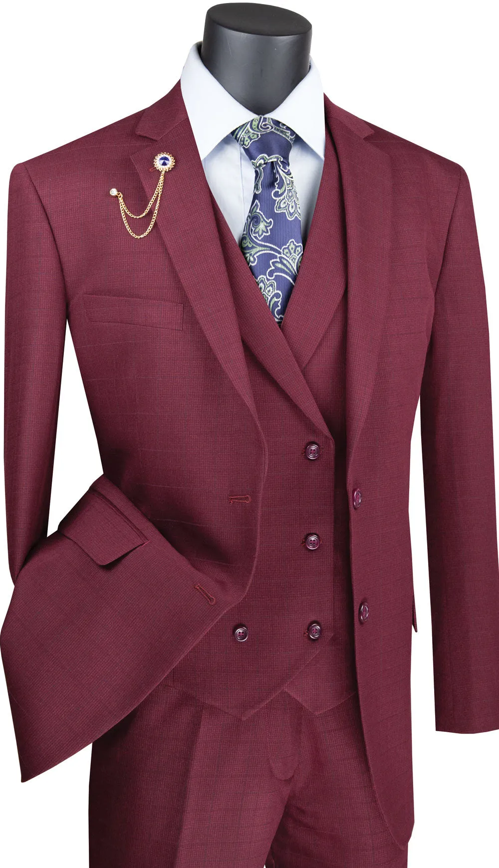 Vinci  V2RW-13-BUR  Mens Suit