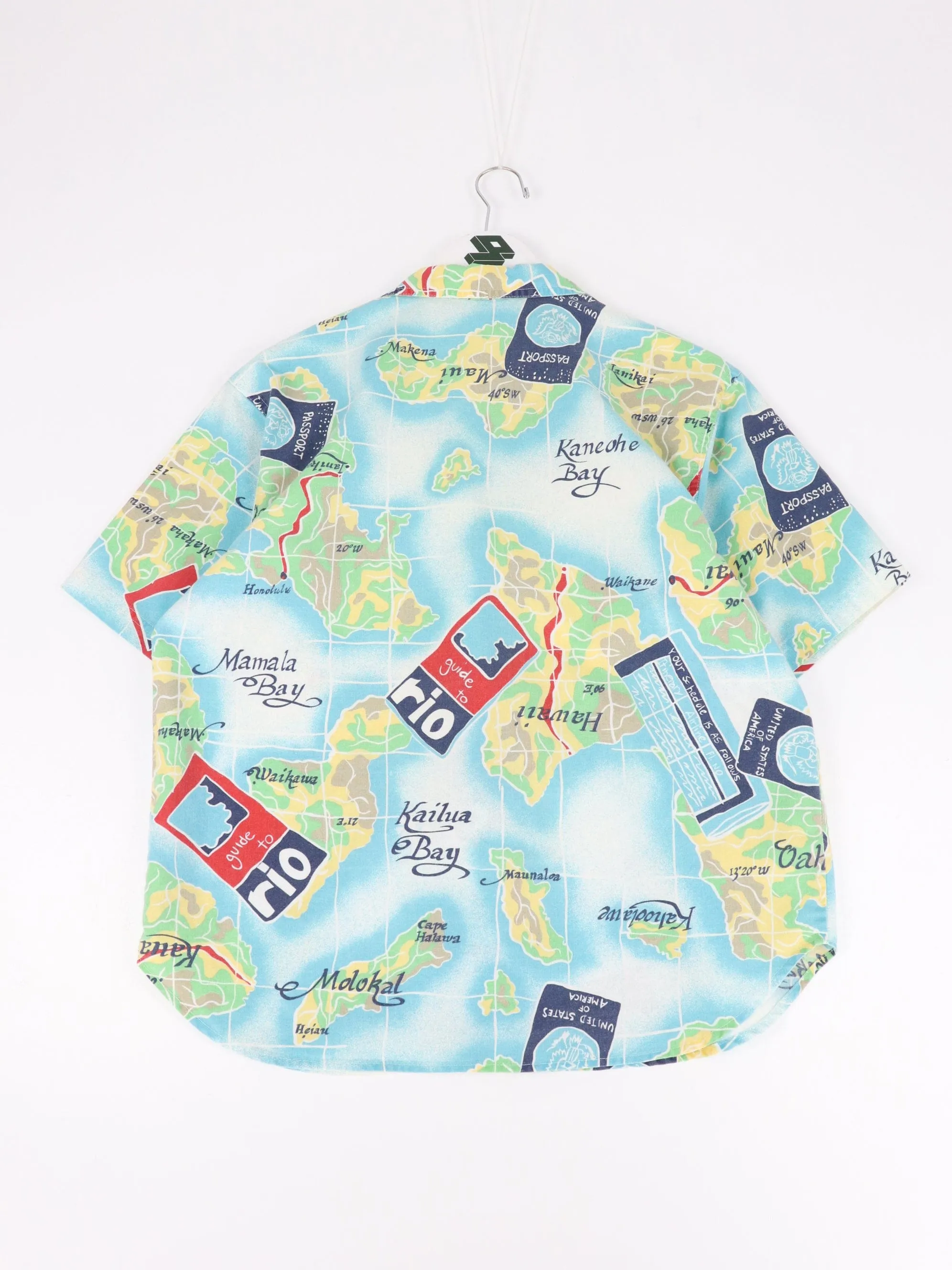 Vintage Levi's Shirt Mens Medium Blue Hawaiian Vacation Button Up