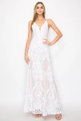 White Sequin Maxi Dress